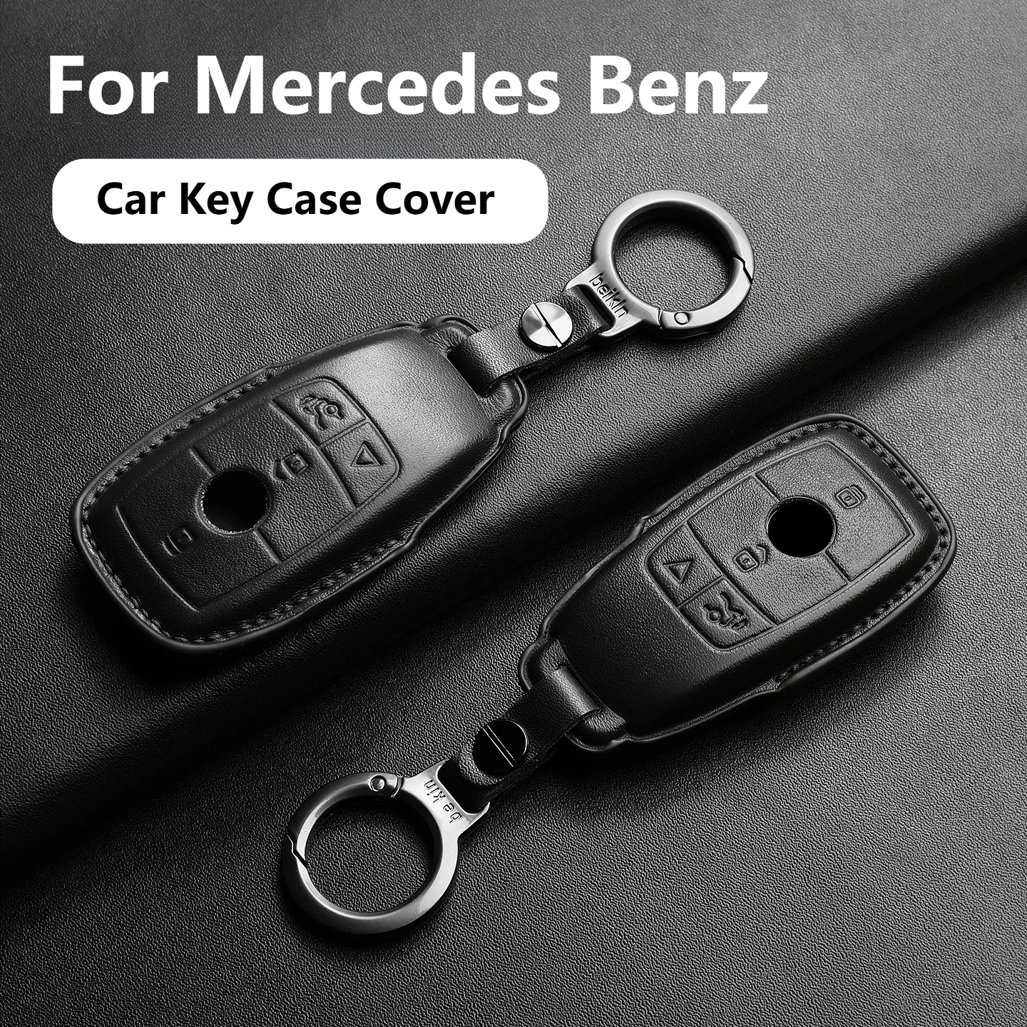 

Genuine Leather Car Key Case Cover For Mercedes Benz W205 W213 W177 W222 GLC GLS CLE CLA GLB X167 AMG A C E S G Class