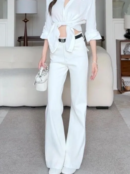 

Comfortable High Waist Wide Leg Jeans Flared Pants Four Way Stretch New Fashion Spring Summer Collection Dongda Gate