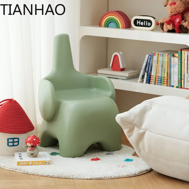 Minimalist Creative Cute Elephant Kids Stool for Home Living Room Bedroom Trendy Cartoon Plastic Backrest Baby Chair with