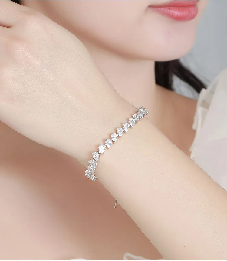 Luxury Solid Platinum PT950 Women's Water 0.5 karat Pear-shaped Moissanite Diamond Bracelet Instagram Popular Style Bracelet