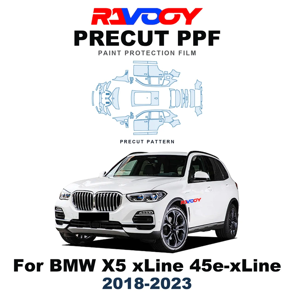 Precut PPF For BMW X5 xLine 45e-xLine 2018-2023 8.5mil TPU Paint Protection Film Hood Bonnet Bumper Headlight Self-Healing Roof