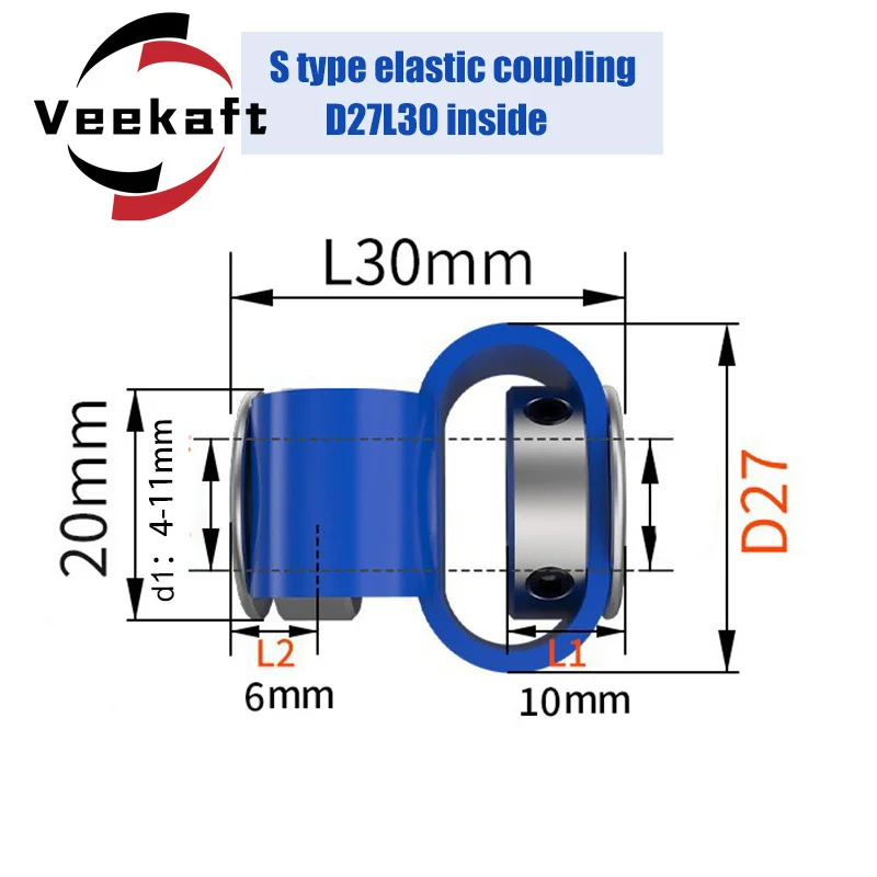 Sprzęgła/złącza D27L30 typu S z tworzywa sztucznego elastyczny ekscentryczny deklinacji z tworzywa sztucznego elastycznego enkoder silnika 8-w