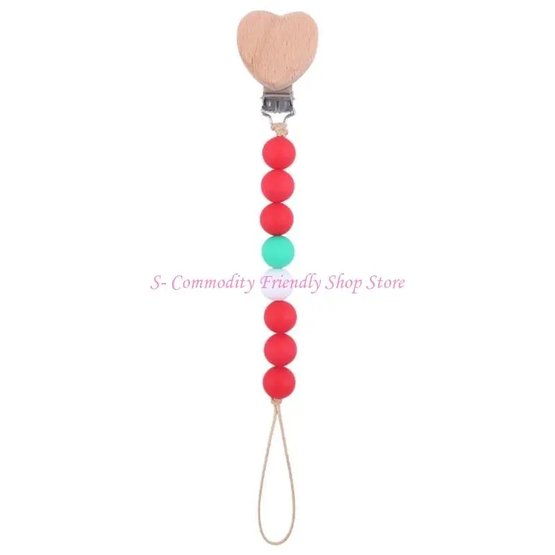 85AE Silicone Bead Chain Pacifier Clips Baby Bib Soother Clips Toddler Dummy Chain Nipple Accessories Infant Shower Gift