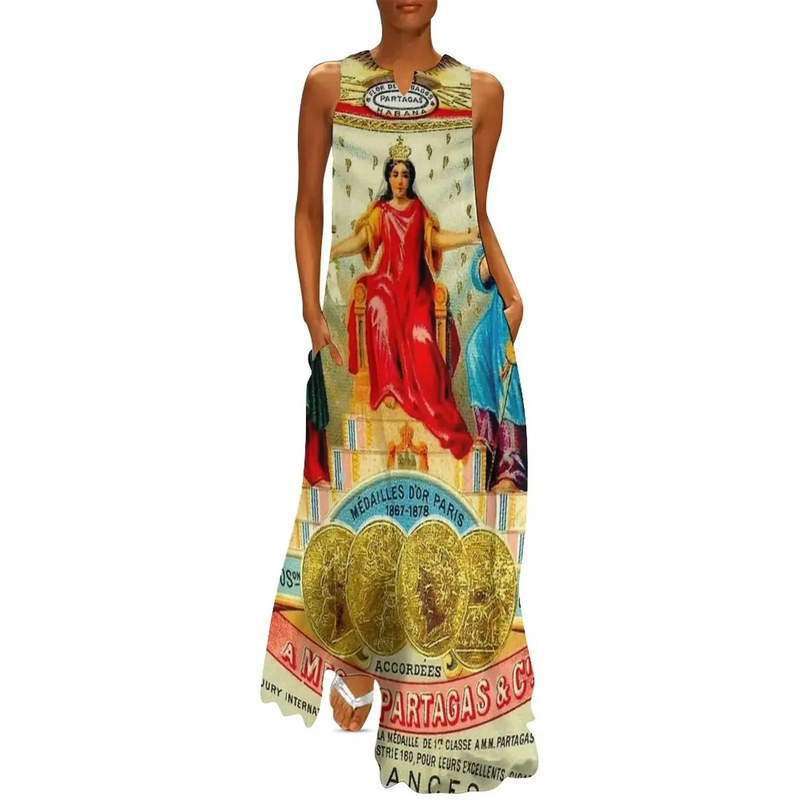 

CUBAN CIGAR; Vintage Advertising Awards Print Long Dress women's summer jumpsuit Women long dress Dresses Dress