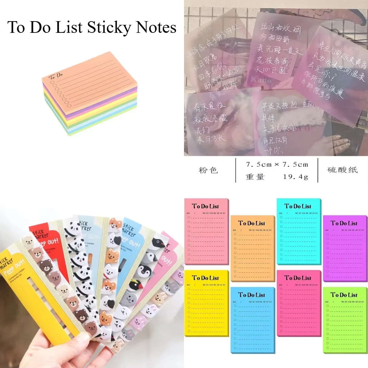 Daily Weekly Month Planner Shopping Check List Portable Memo Pad To Do List Sticky Notes Stationery Sticky Notes