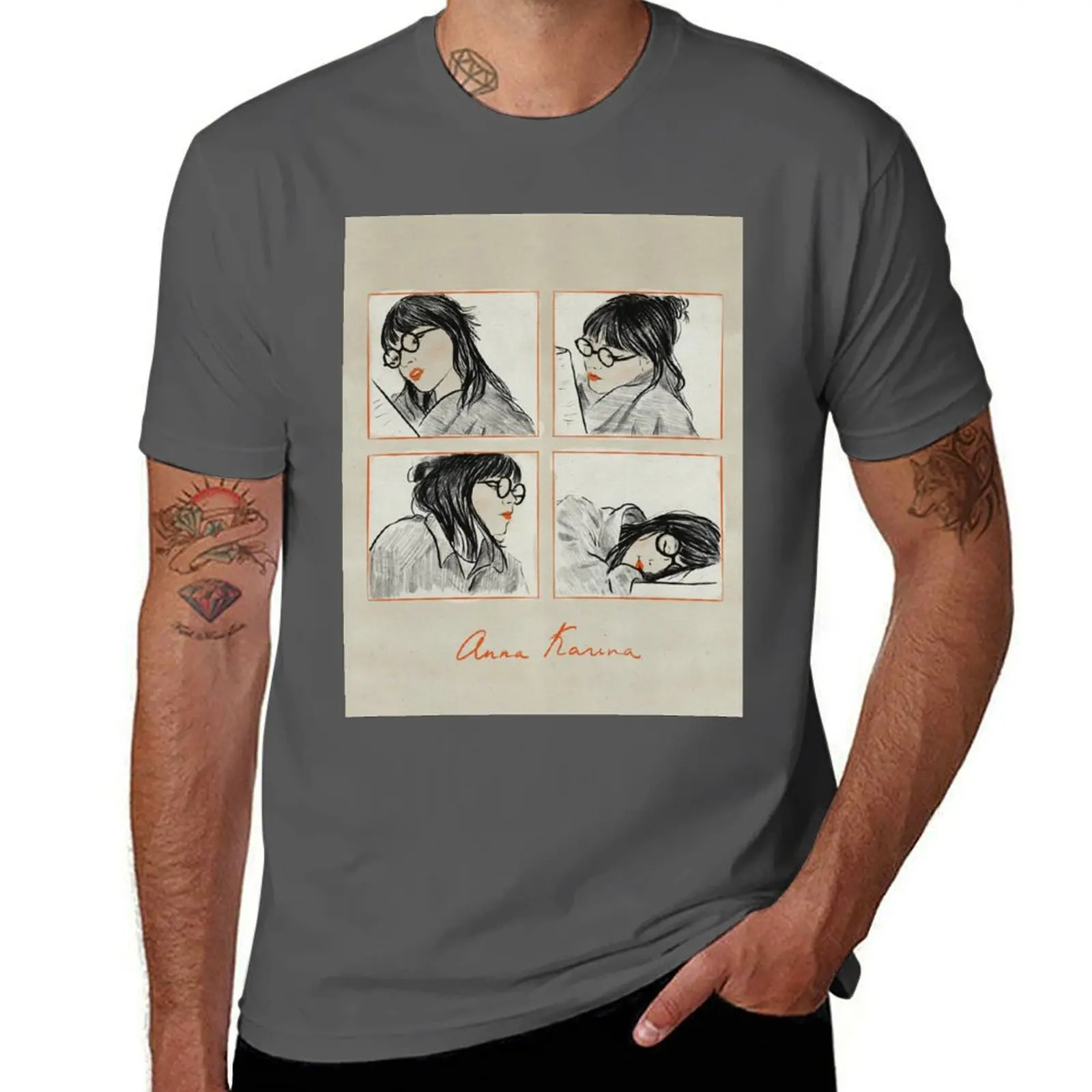 

Anna Karina Reading T-Shirt t shirts for man slim fit man t shirt graphic cotton t shirt pack T-Shirt