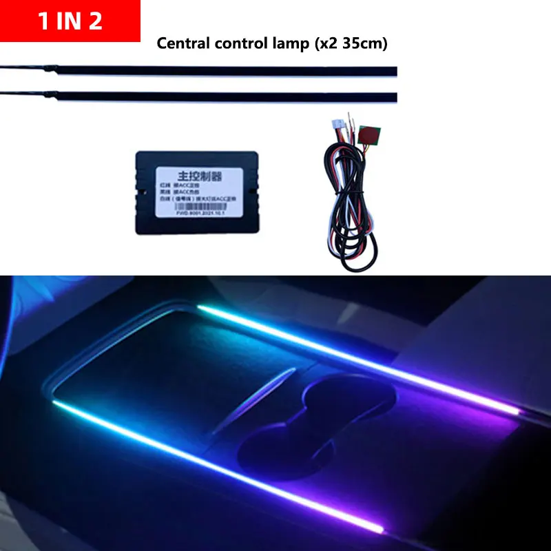 KEVANLY 18in1 Symphony Auto Umgebungslichter RGB Innenumgebungslicht für Auto APP Kontrollleuchte Innendekorativer Atmosphärenstreifen 3