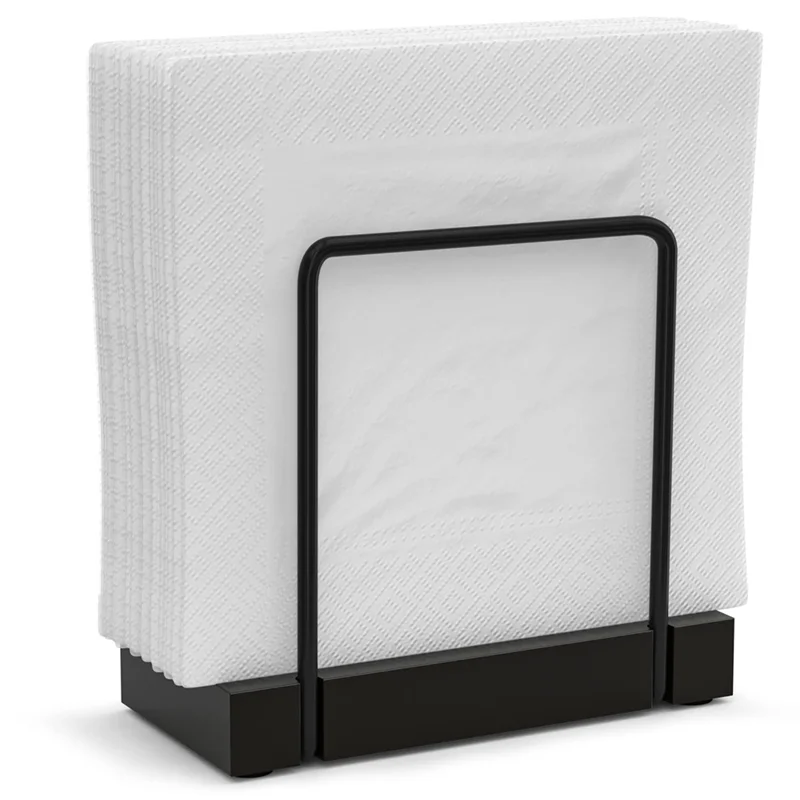 Napkin Holder For Table, Bamboo Iron Standing Napkin Dispenser For Kitchen Dining Farmhouse Cocktail Picnic Bar Rustic