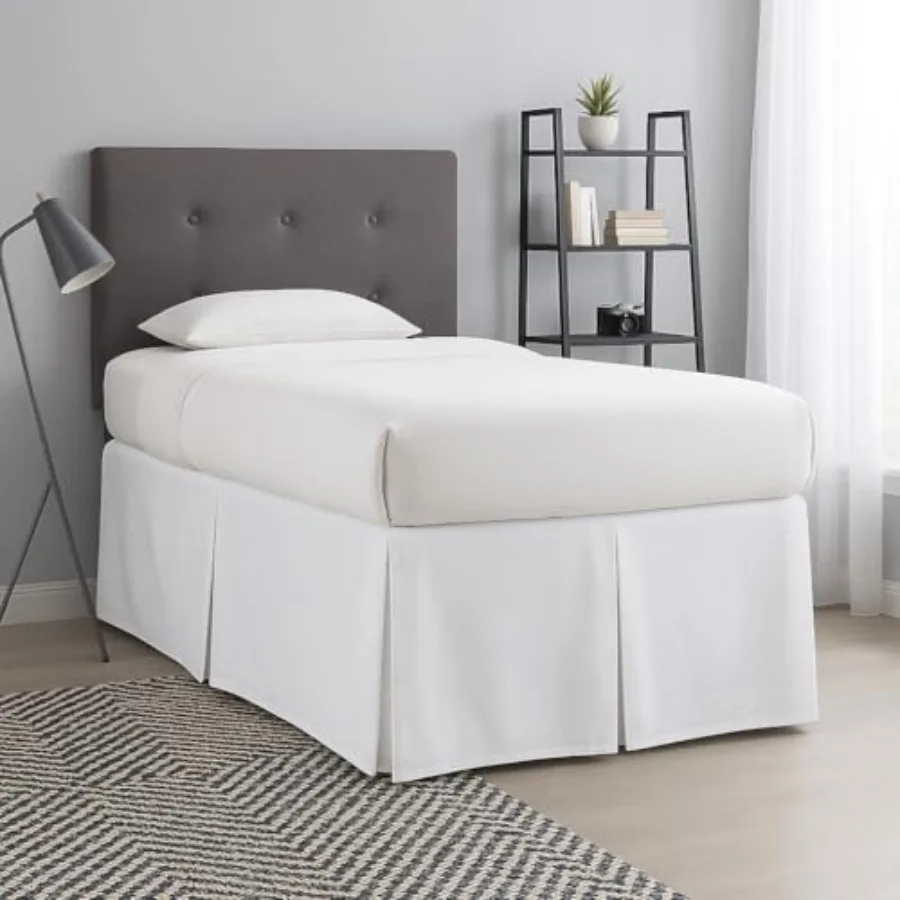 

Pleated College Dorm Bed Skirt Luxury Microfiber Twin XL 39x80 with Split Corners 36 Long Drop HotelQuality 1800 UltraSoft Dust
