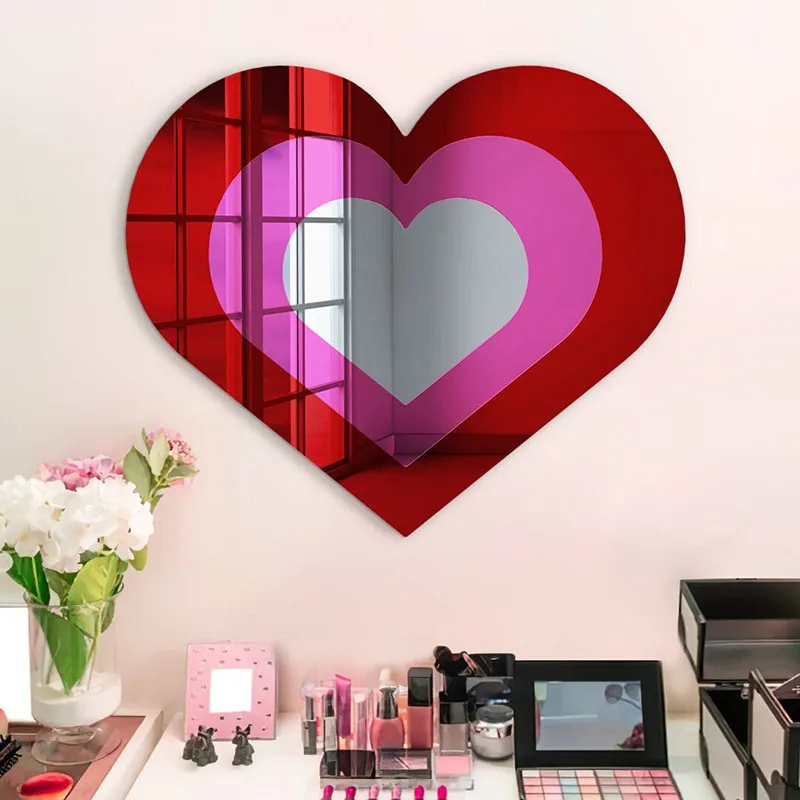 Concentric Heart Mirror Wall Art Acrylic Mirror Wall Decor Custom 3D Mirrored Sign for Living Room Bedroom Bathroom Home Decor