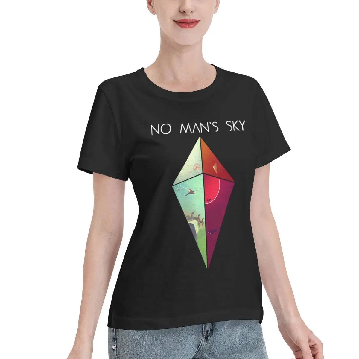 Durable Wear Gifts For Women Sci Fi No Mans Sky Retro Vintage Women's T-shirt Streetwear Female Essential Clothing