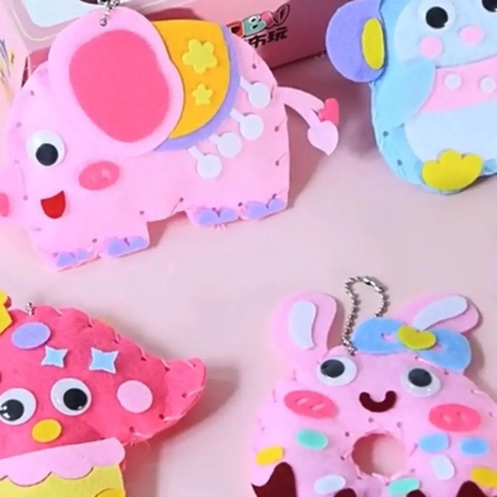 Cartoon Animal Pendant Material Kit Educational Handmade Sewing Craft Kit Handcraft Pink Bag DIY Toy Kit Boys and Girls