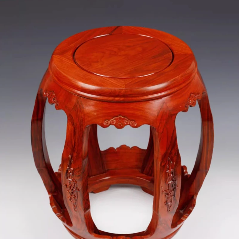 Solid Wood Guzheng Stools Modern Drum Shape Single Seat Durable Retro Round Stool Handcrafted Traditional Music Bench