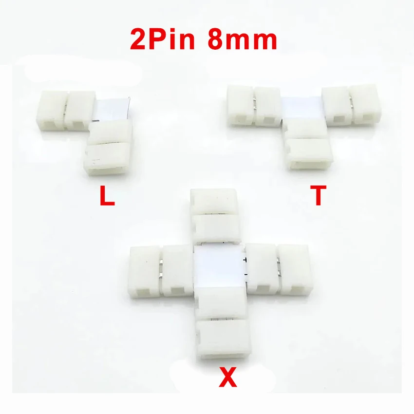 5pcs 2pin 4pin  LED Connector L T + Shape For Connecting Corner  Right Angle 8mm 10mm  5050 LED Strip Light Tape Ribbon