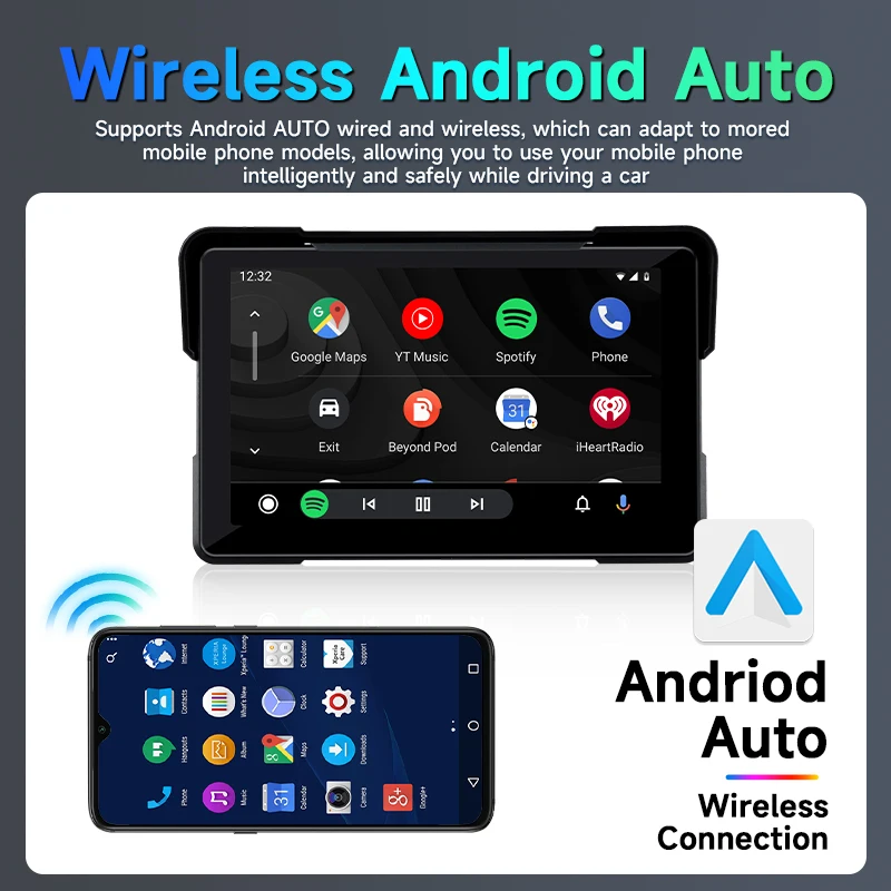 5/7'' Motorcycle DVR GPS Navigaton Wireless Carplay Android AutoDual LensWaterproof DashCam Touch Screen  Bluetooth Moto Monitor