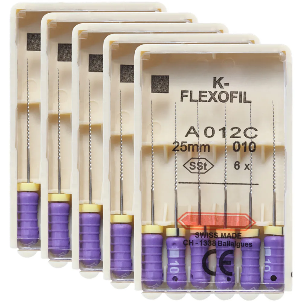 

5 Packs Dental K-FLEXOFILE File 21/25/31mm Flexibility SSt Endo Root Canal K Files Hand Use Endodontic Dentistry Lab Products