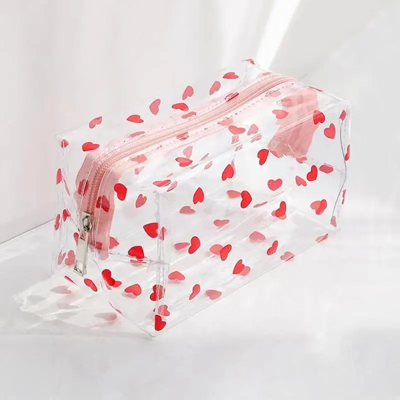 Kawaii Waterproof Transparent Cosmetic Bag For Women Toiletry Bag Travel Makeup Storage Pouch Students Stationery Pencil Case