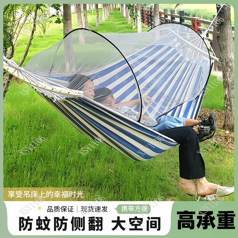 Outdoor Anti-Mosquito Hammock with Net Anti-Rollover Thick Hammock for Camping Hiking Travel