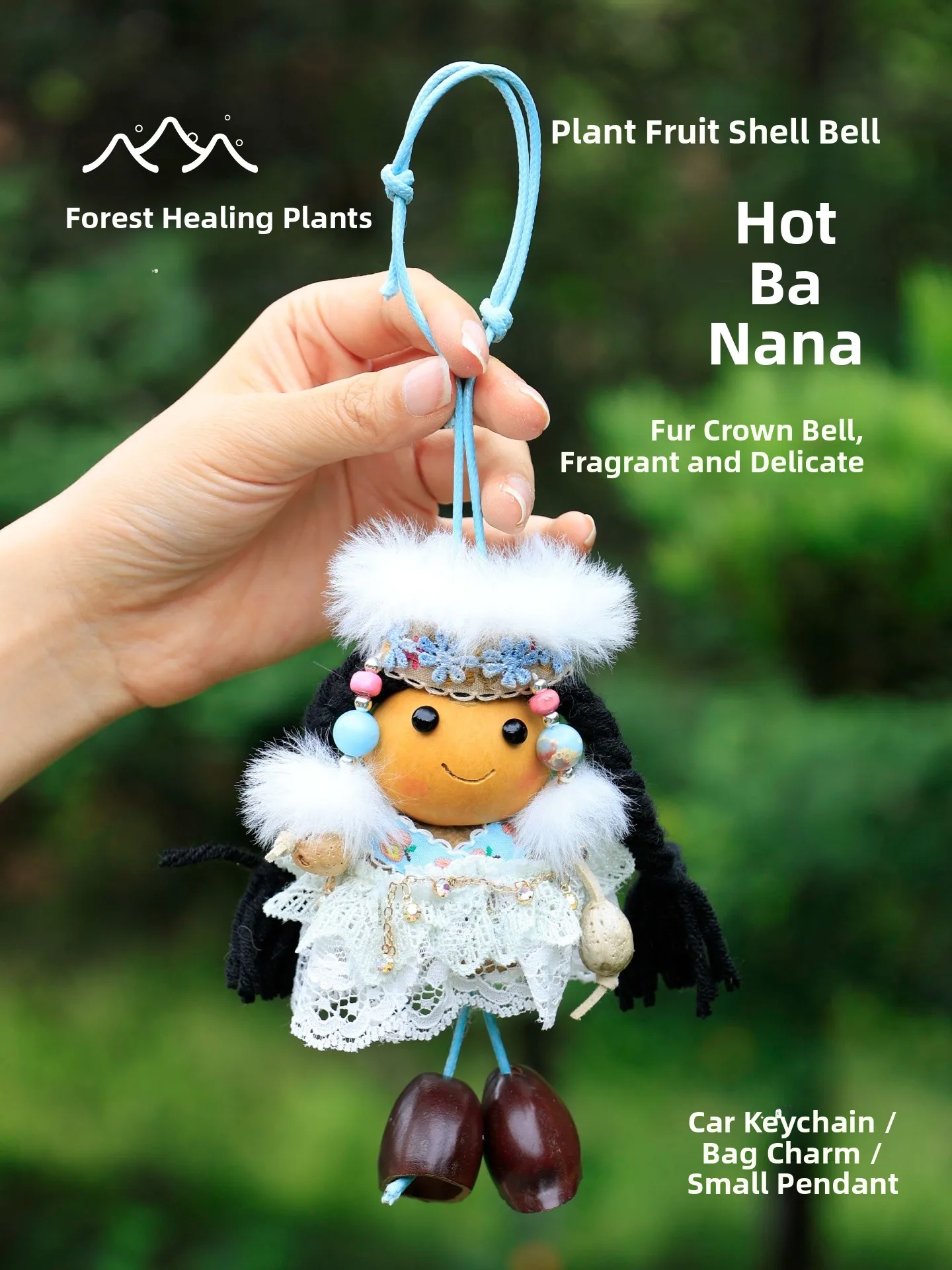 Minozhiu Handmade  Doll Bell Bag Car Decorative Accessories Cute Healing Wind Chimes Gift Bag Hanging Ornaments