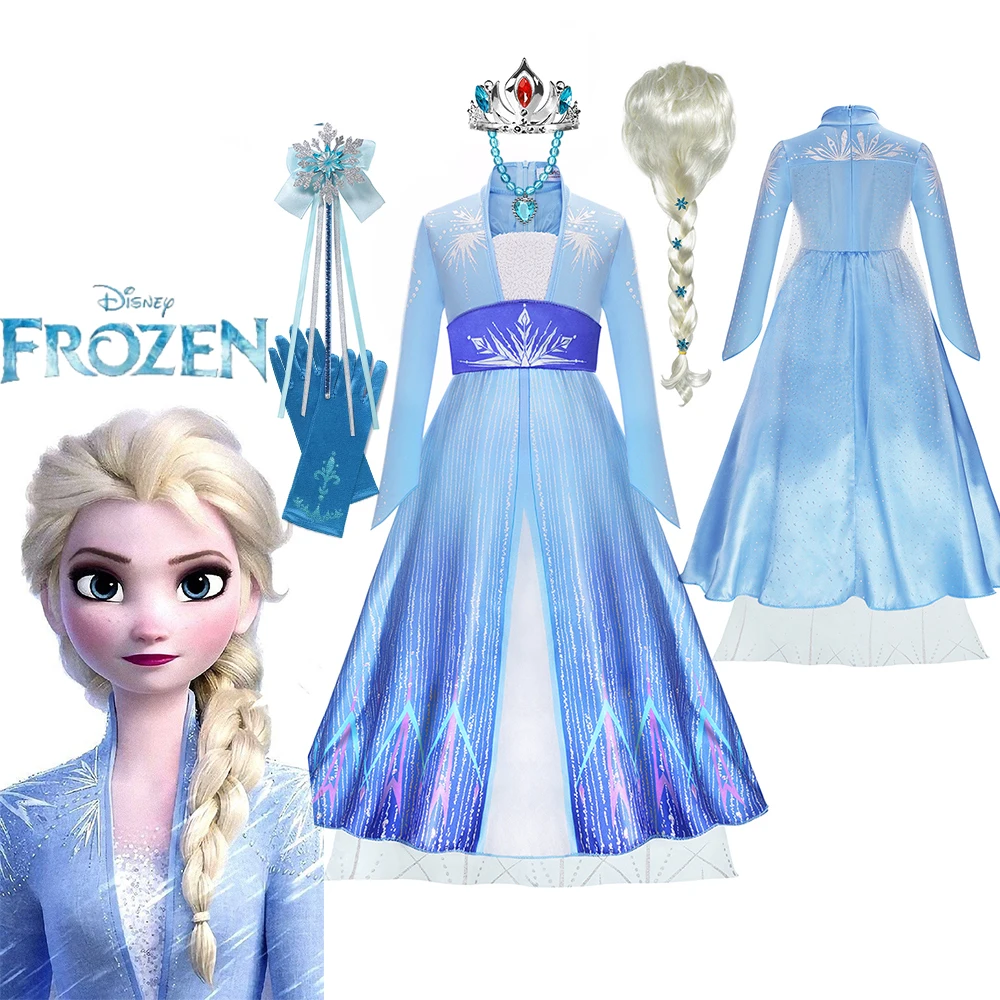 

Disney Frozen 2 Elsa Princess Costume For Girl 2024 Snow Queen Cosplay Dress Up Carnival Party Children Birthday Party Costume