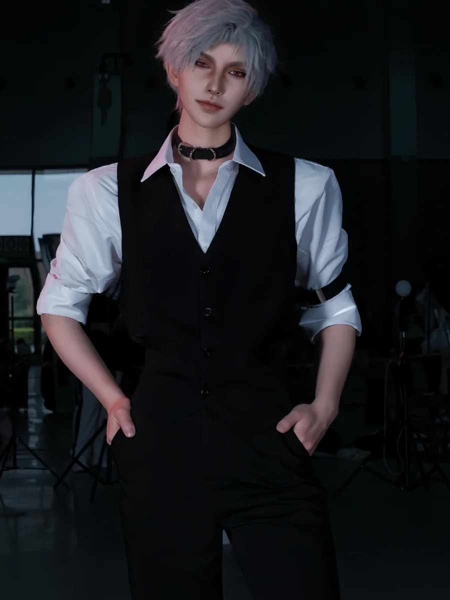 

Love And Deepspace Cos Sylus Clothing Qin Che Cosplay Costume Hunting Game Choker Waistcoat Shirt Set Game