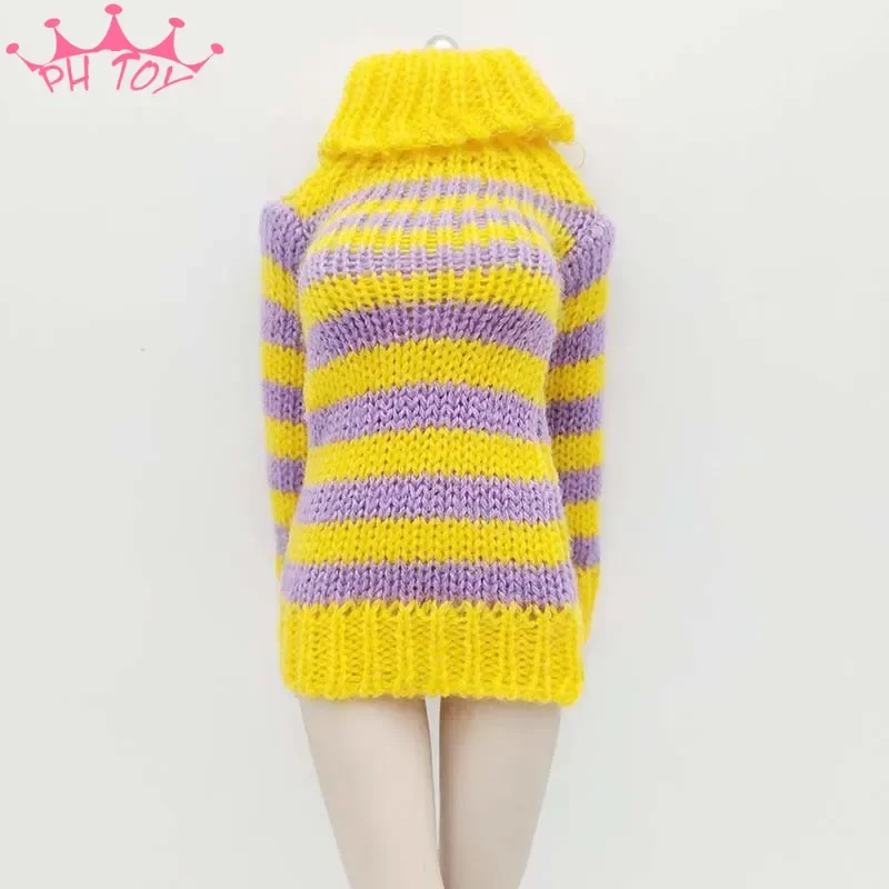Gelber Streifen-Pullover-Rock im Maßstab 1:6, langärmeliges Kleid, Modell für 12-Zoll-Action-Figuren-Spielzeugsammlungen