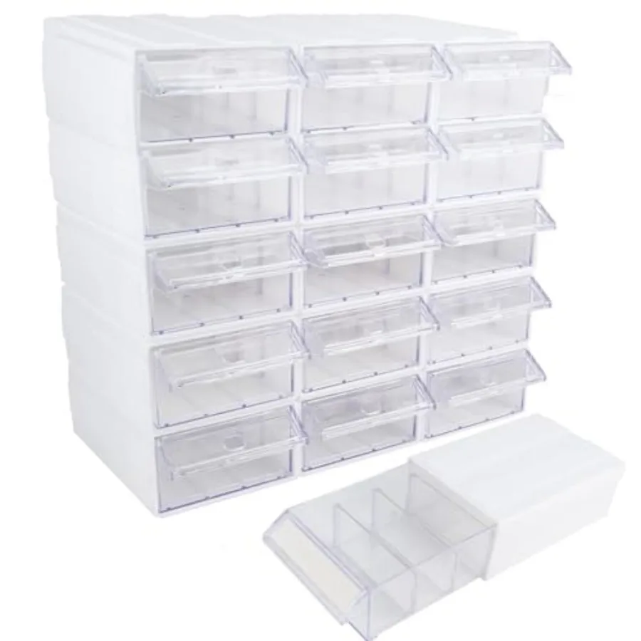 

Plastic Craft Organizers and StorageStackable Storage Drawers Drawers Storage Closet with 30 pcs Clear Dividersand2 Pen and45pc