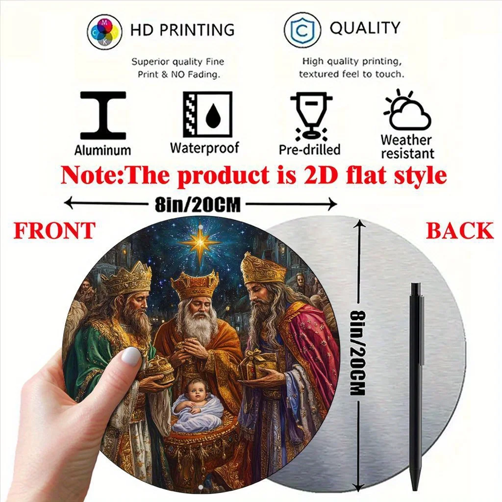 Waterproof Durable Aluminum Wall Art, 2D Flat Nativity Star Vintage Christian Decor for Living Room Office Church, CIFBUY
