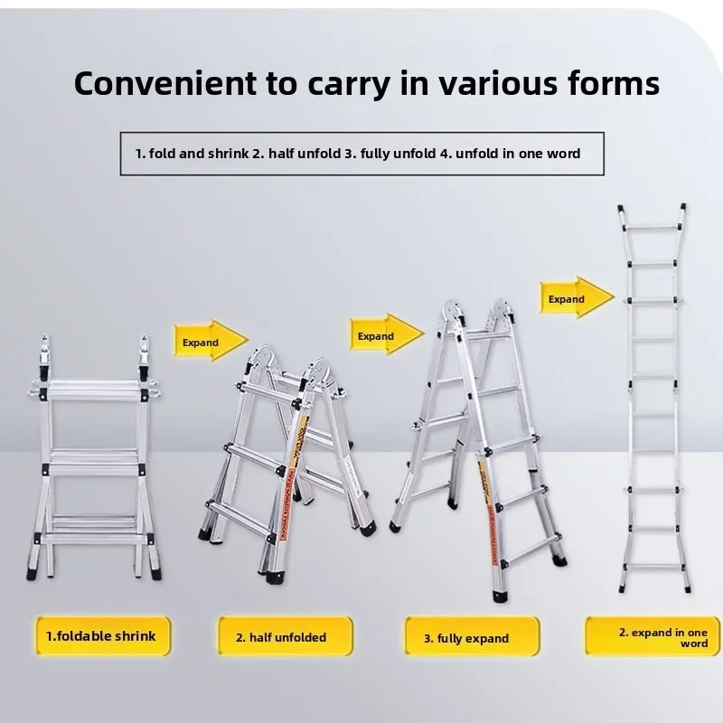 Cross-border foreign trade aluminum alloy little giant multi-purpose giant ladder household anti-shaking stable telescopic