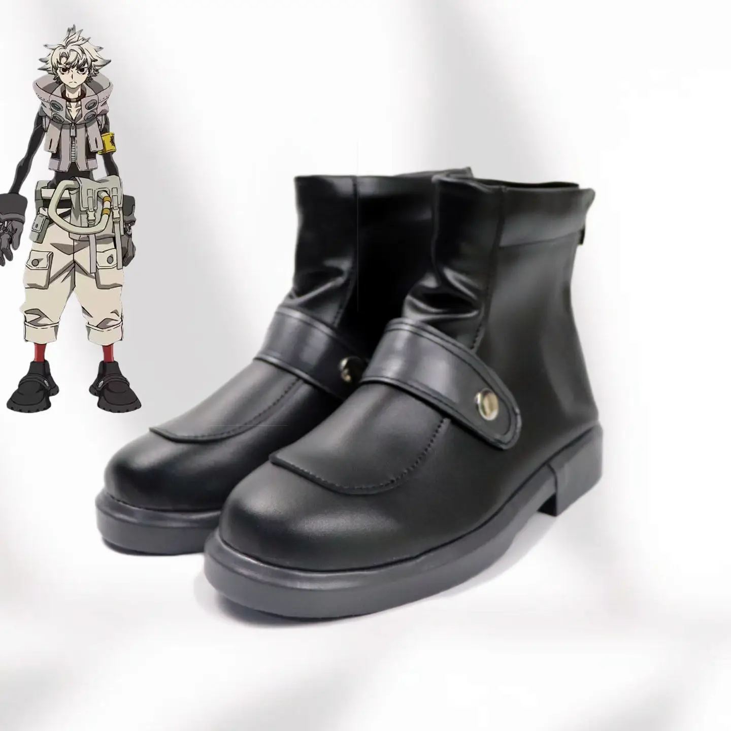 anime-gachiakuta-‌-chaussures-de-cosplay-rudo-shuaburekku-bottes-courtes-noires-en-cuir-pu-pour-carnaval-d'halloween