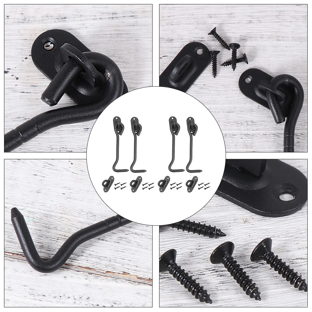 

4Pcs Stainless Steel Cabin Hook Heavy Duty Rust Resistant Door Latch Lock for Barn Door Window Hook Lock Window Eye Latch