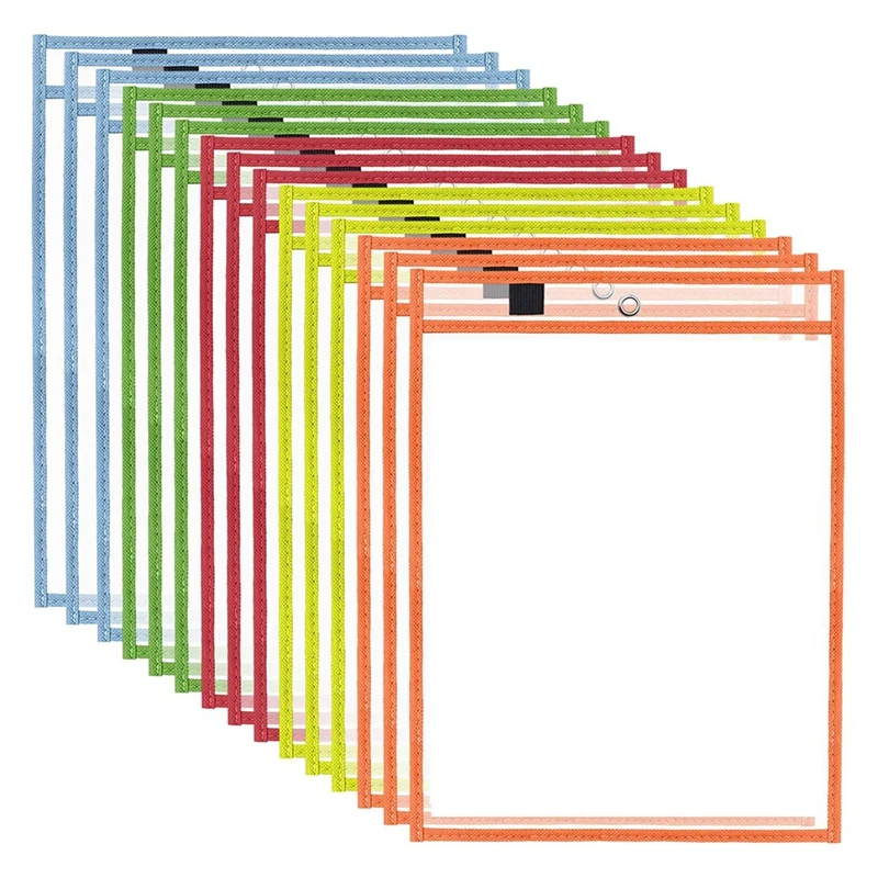 

ABJY-Dry Erase Pocket Reusable Sleeves, Plastic File Sleeves Page Protectors For Teachers Classroom Office Supplies