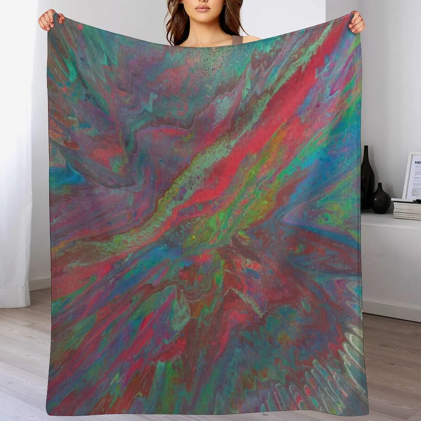 A Dash of Color painted by Flailing Frog Throw Blanket anime Flannel Fabric Blankets