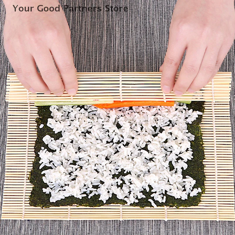 1Pcs Sushi Curtain Rolling Mat Sushi Spoon DIY Onigiri Rice Roller Kitchen Gadgets Cooking Accessories Bamboo Sushi Maker Tools