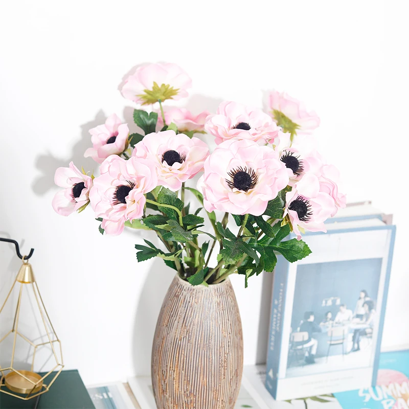50cm,Flor Artificial de anémona para decoración del hogar, corona de Navidad para boda, sala de estar, planta falsa, mesa, fiesta, accesorios de jardín, nuevo