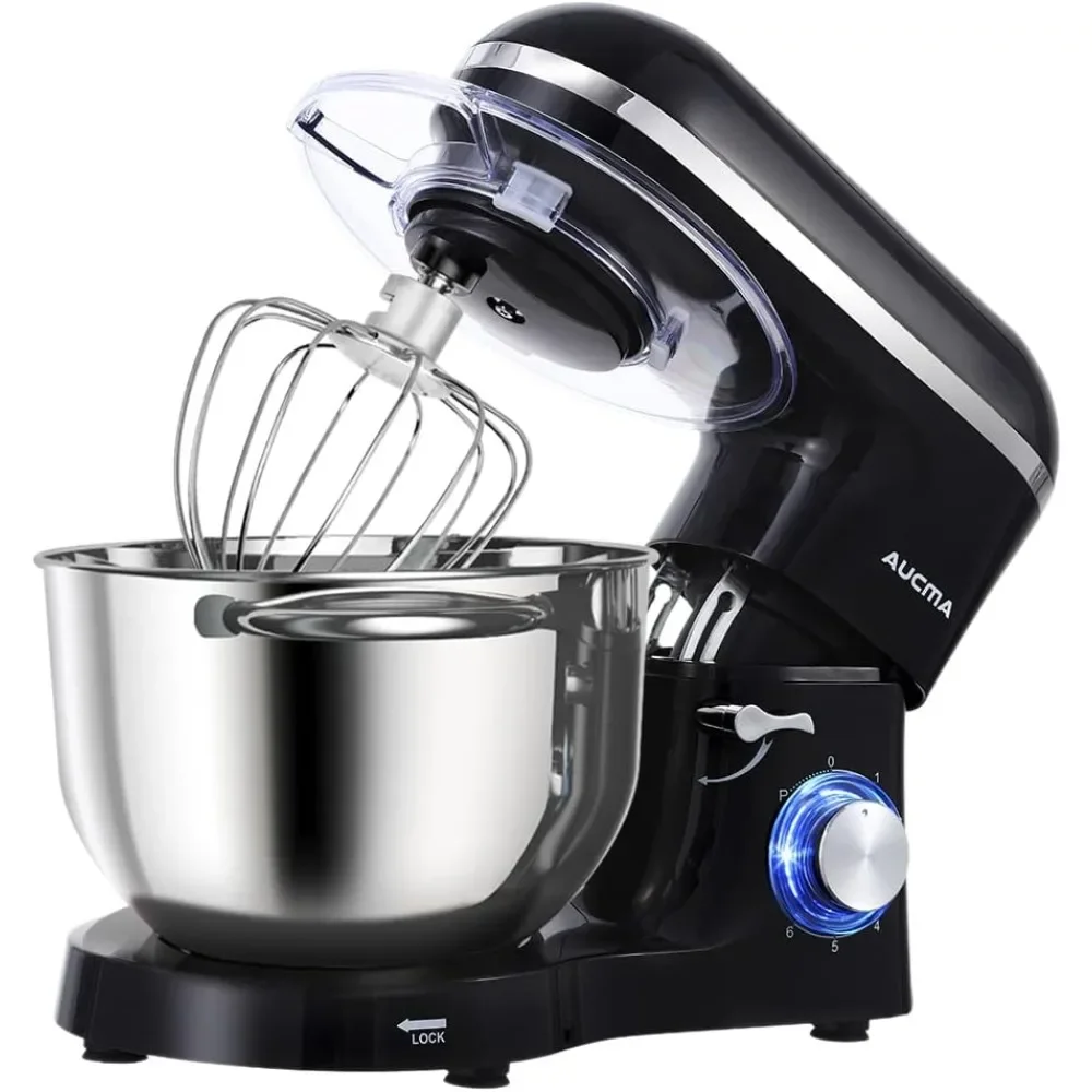 Stand Mixer,6.5-QT 660W 6-Speed Tilt-Head Food Mixer, Kitchen Electric Mixer, with Dough Hook, Wire Whip, Household Blenders