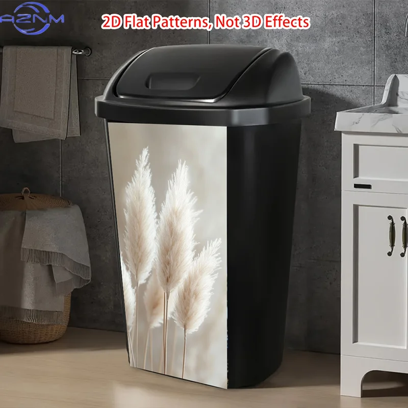 Neutral Color Trash Can Stickers | Gorgeous Removable Artistic Stickers, Soft Texture for home Decoration, Fluffy Plumes Trash