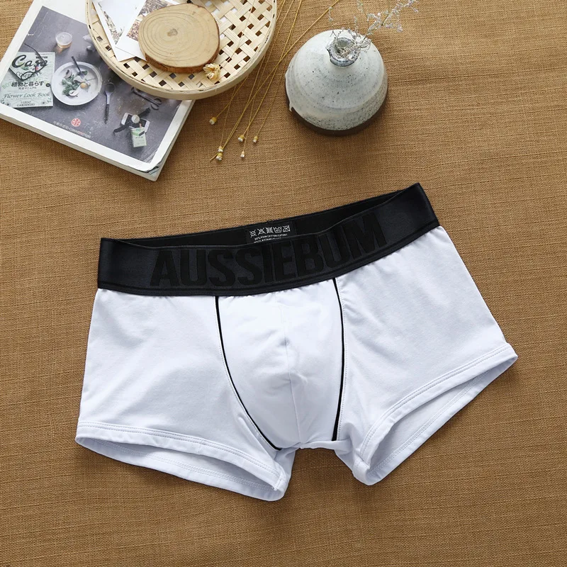 Men's flat angle underwear, low waisted, breathable, elastic three-dimensional bag, snug and comfortable cotton AU4-M200