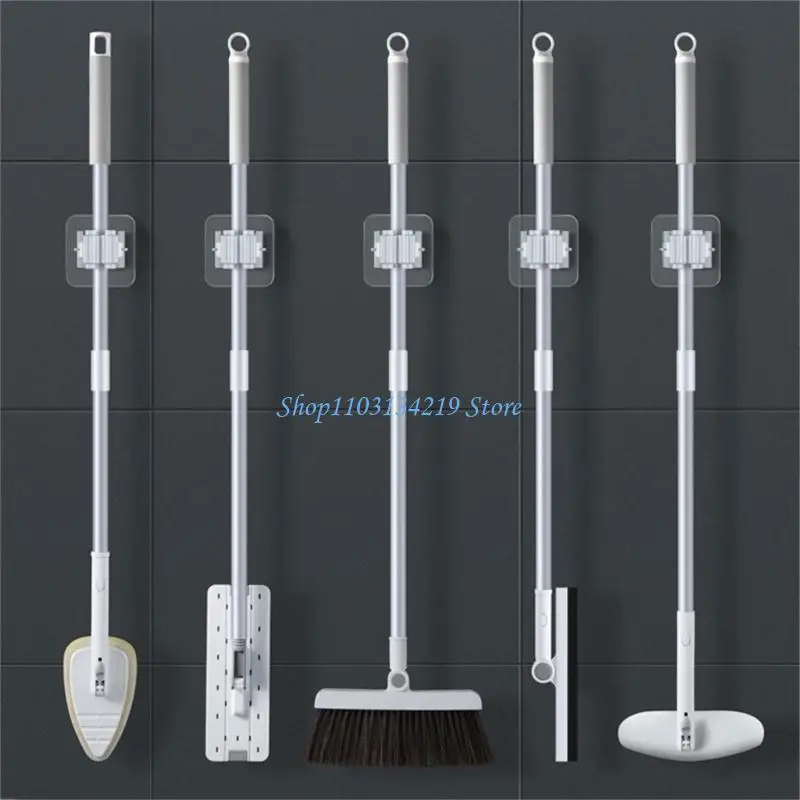 N5KC Mop Hook Punching-Free Bathroom Shelf Hanging Broom Clamp Holder Strong Seamless Wall Hanging Rack Hook for Garden - view 4