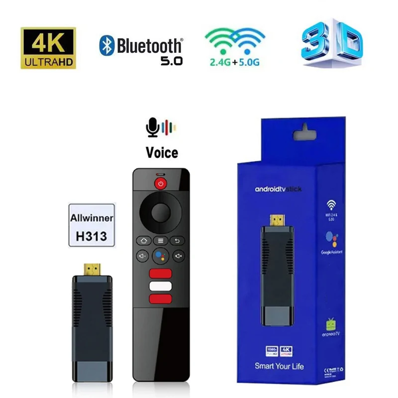S96 TV Stick Android 10.0 AllWinner H313 Dual WiFi 5G 4G Voice Remote Control HD 4K 60 Hz BT5.0 Media Player Smart IPTV