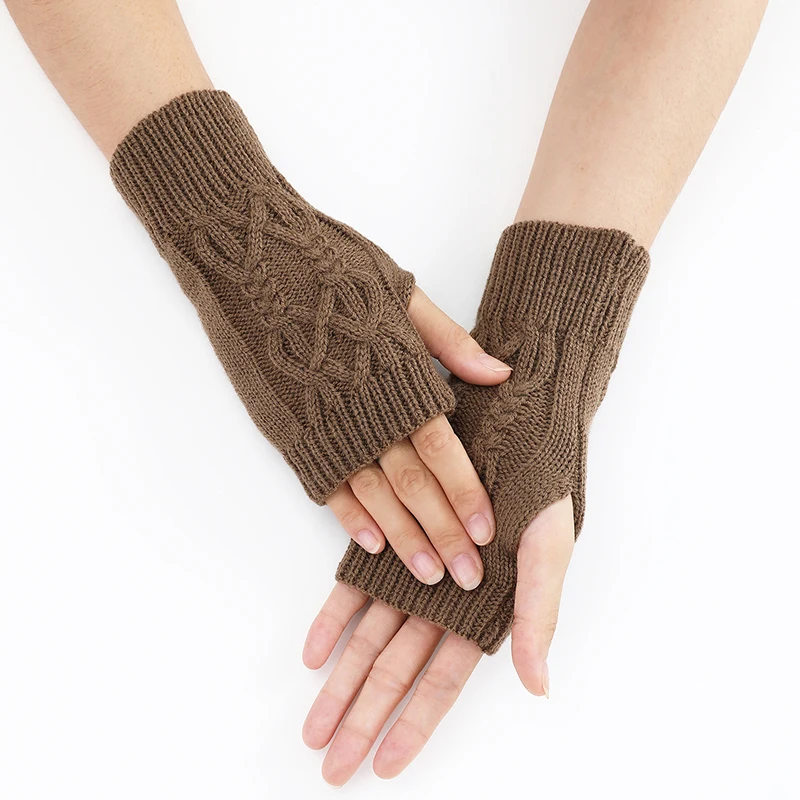 

1Pair Autumn Winter Knitted Short Gloves Warm Wool Fingerless Wrist Gloves Arm Sleeves Hand Warmers Soft Mitten For Women Girls