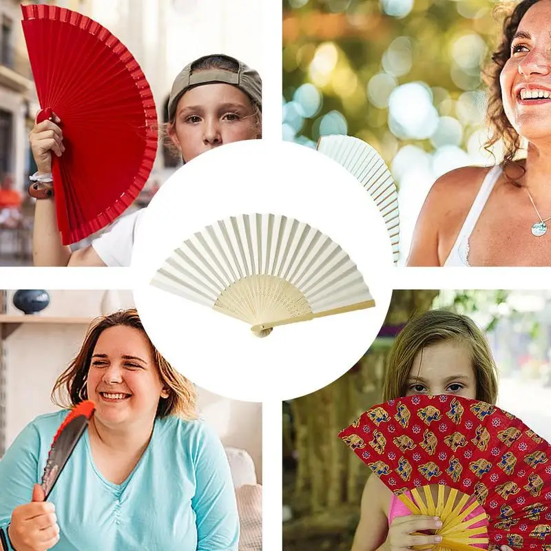 Hand Fans For Women Foldable Charming Elegant Vintage Retro Fans 8Inch Vintage Silk Fans Silk Folding Fans With Frames Vintage