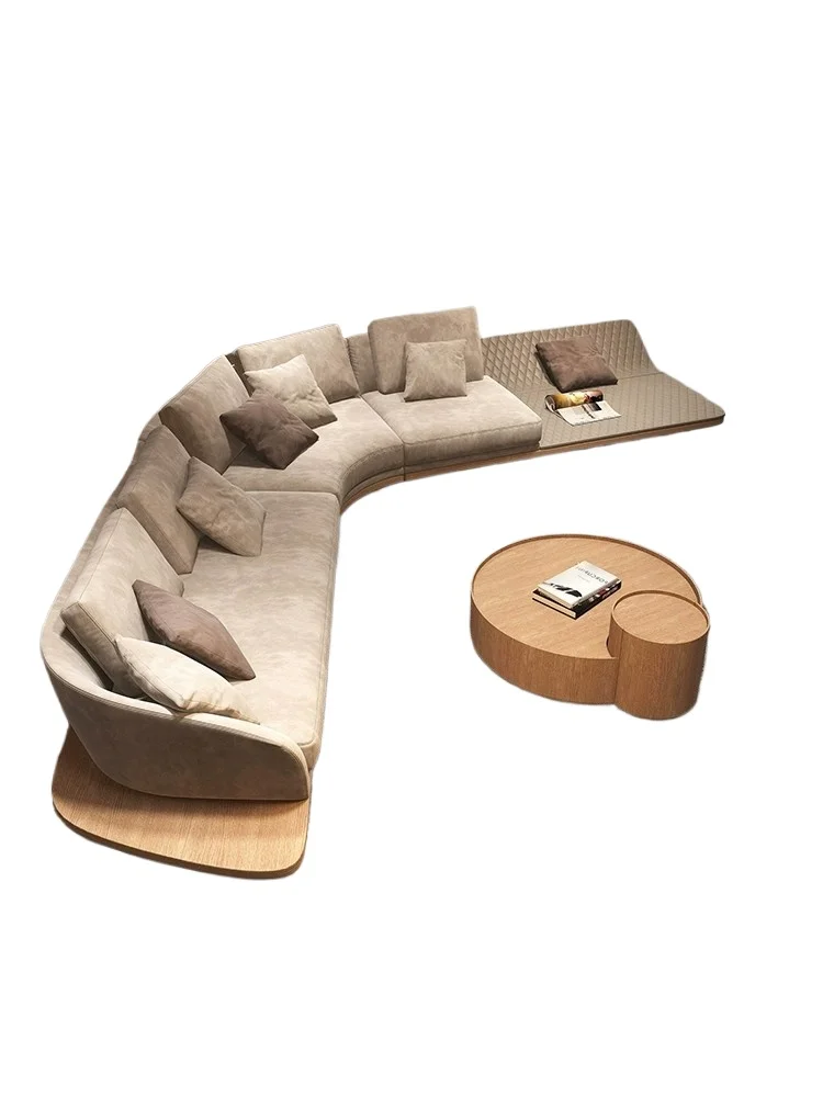 

Italian minimalist, large living room, curved corner special-shaped combination