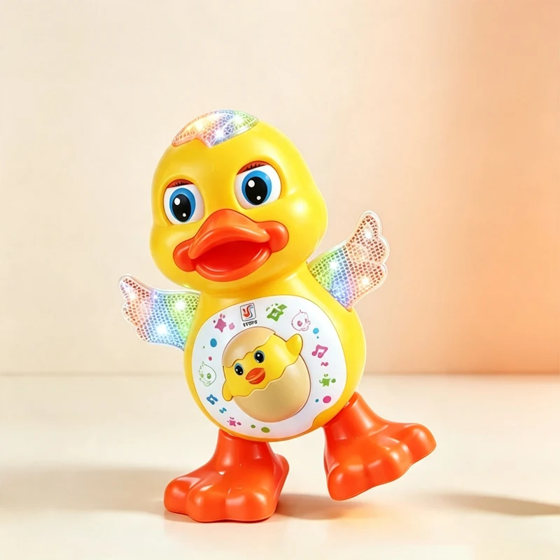 Pato robô elétrico dançante, brinquedo interativo, máquina musical com luzes piscantes, educativo para bebês e crianças