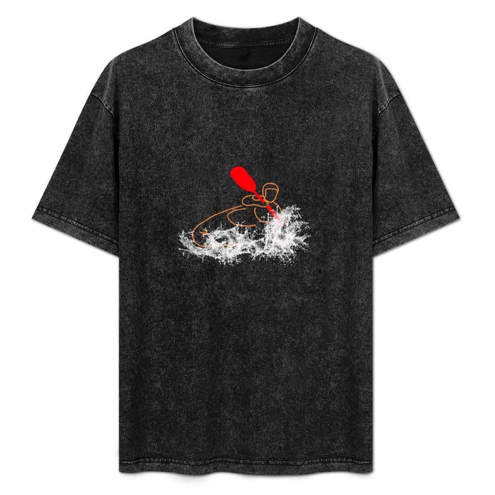 

Kayak in whitewater outlined in orange and red T-Shirt Breathable Travel T-Shirt
