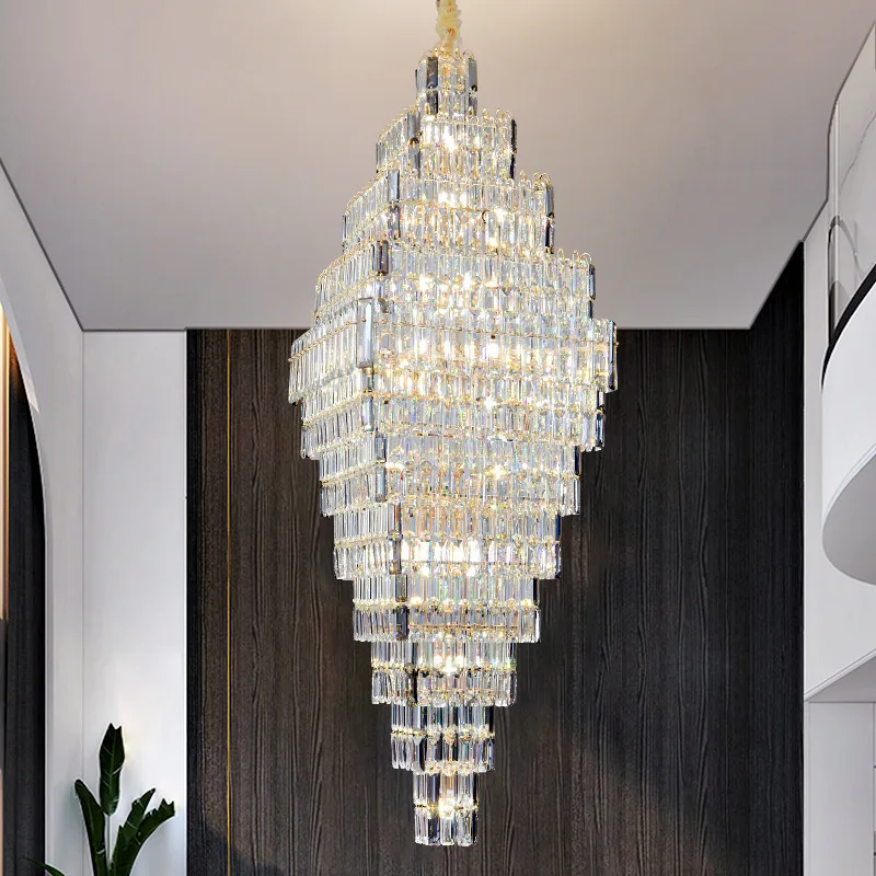 Light luxury duplex building, Zhongshan lighting villa, hotel building, large chandelier