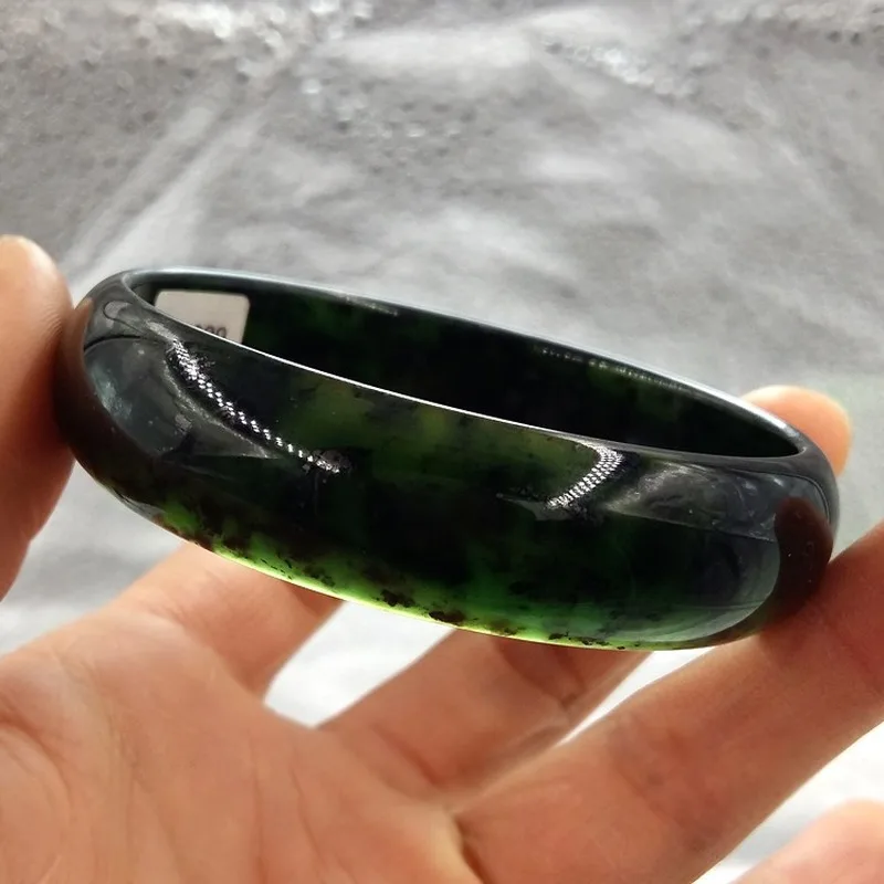 Chinese Natural Black Jade Hand-carved Jade Bracelet Fashion Jewelry Men and Women Style Olive Green Hotan Jade Bracelet