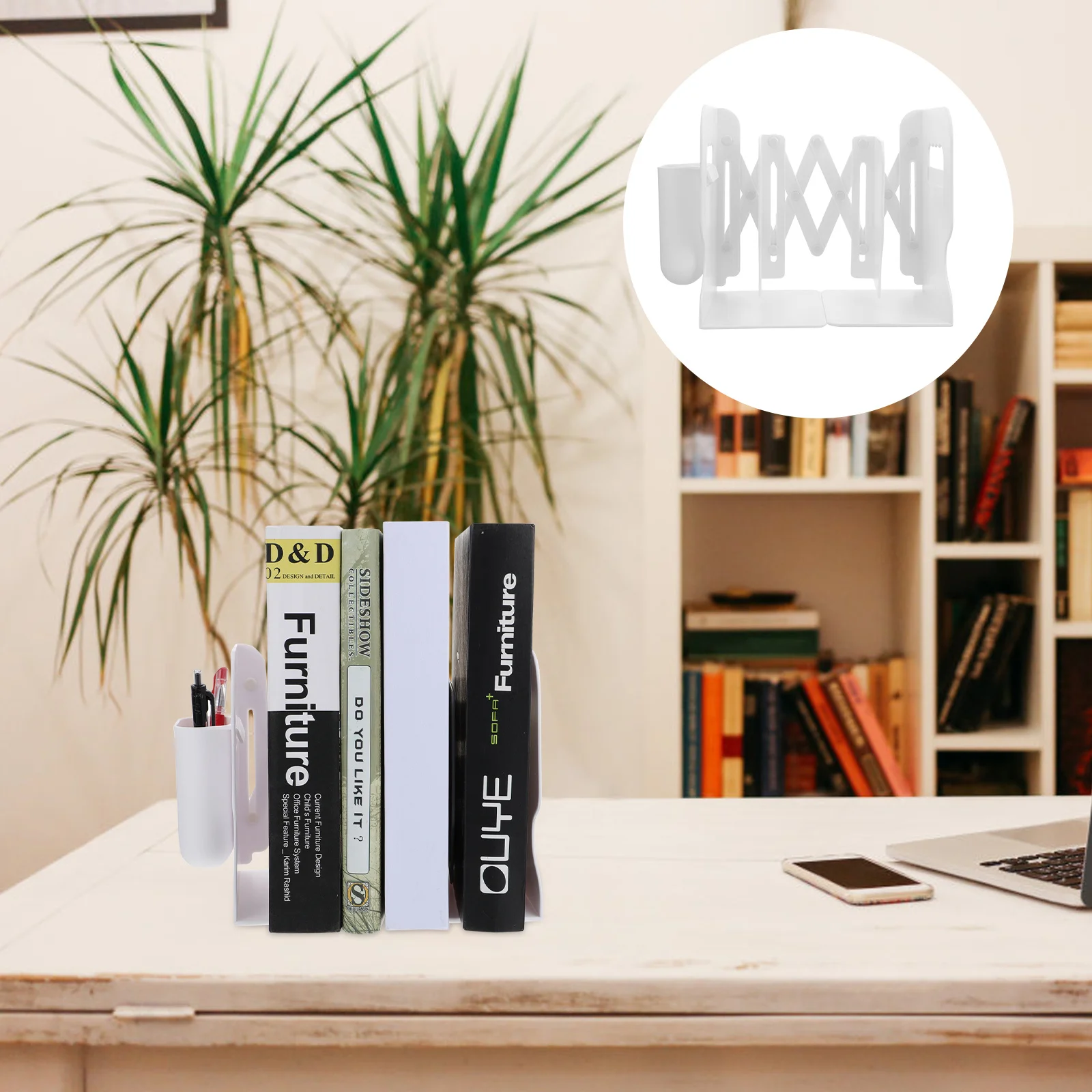 

1Set Creative Simple Folding Bookend Scalable Desktop Book Storage Rack Office Desk Organizer Bookstand Desktop Bookend