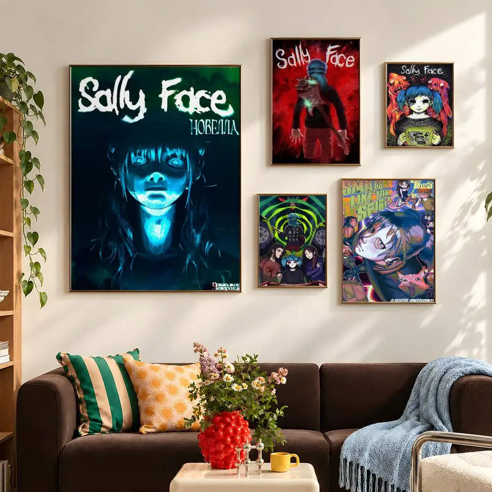 Game Sally Face Sal Fisher Dark Poster Self Adhesive PP Wall Art HD Gaming Room Bedroom Living Room Decor Apartment Gift