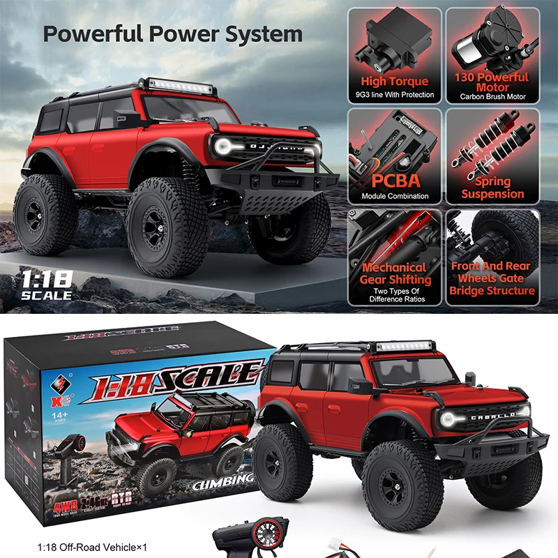 WLtoys 184023 1/18 coche profesional RC todoterreno 4x4 interruptor de cambio de marchas mecánico entre coche de escalada de baja y alta velocidad de juguete